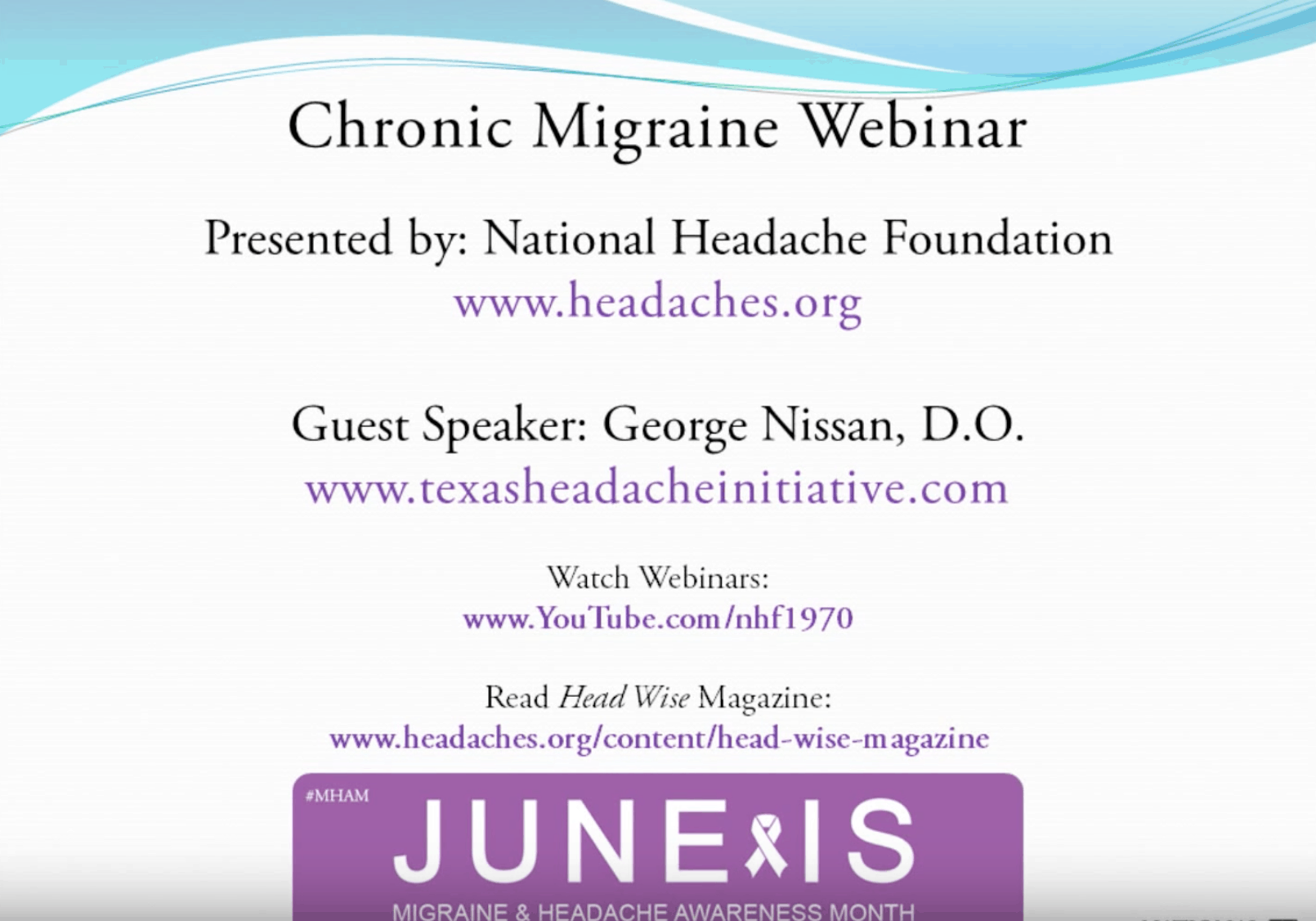 Chronic Migraine Webinar National Headache Foundation
