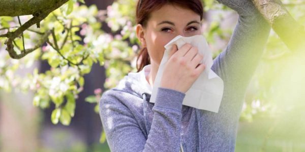 woman with spring allergies