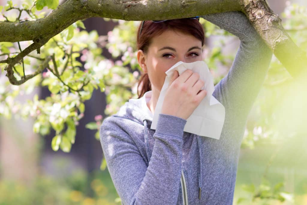 woman with spring allergies