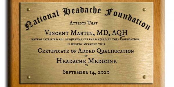 Plaque NHF Certificate of Added Qualification for Vincent Martin