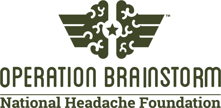 Logo for Operation Brainstorm featuring a winged star emblem above the text “Operation Brainstorm” and “National Headache Foundation.”.